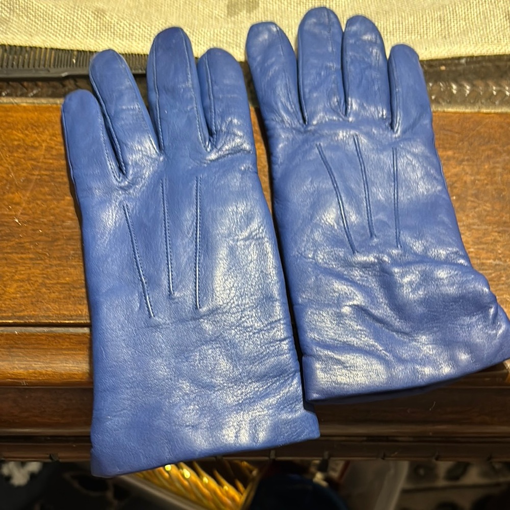 Source Unknown Vibrant Blue Leather Gloves